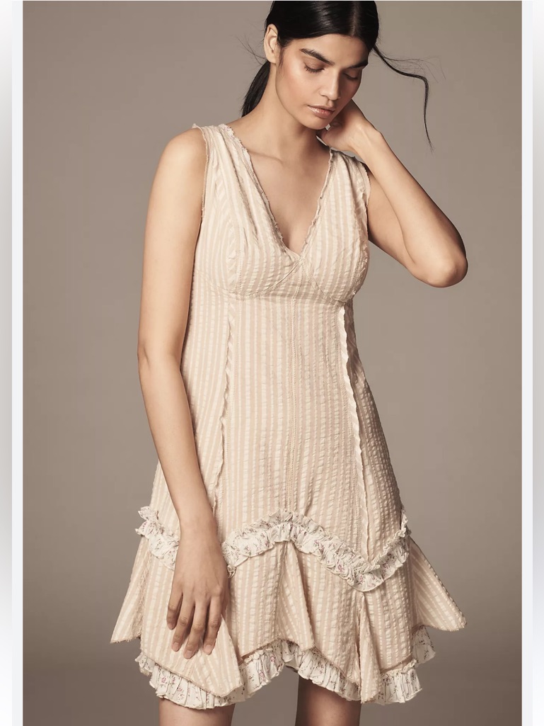 Pilcro V-Neck Ruffle Mini Dress